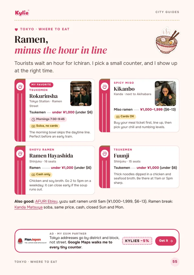 Ramen in Tokyo, minus the hour in line: a page of the guide