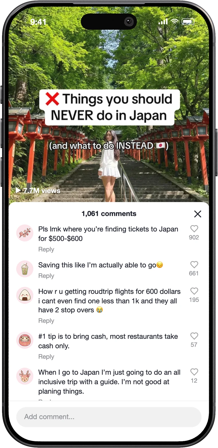 My TikTok post with 7.7M views, comments open